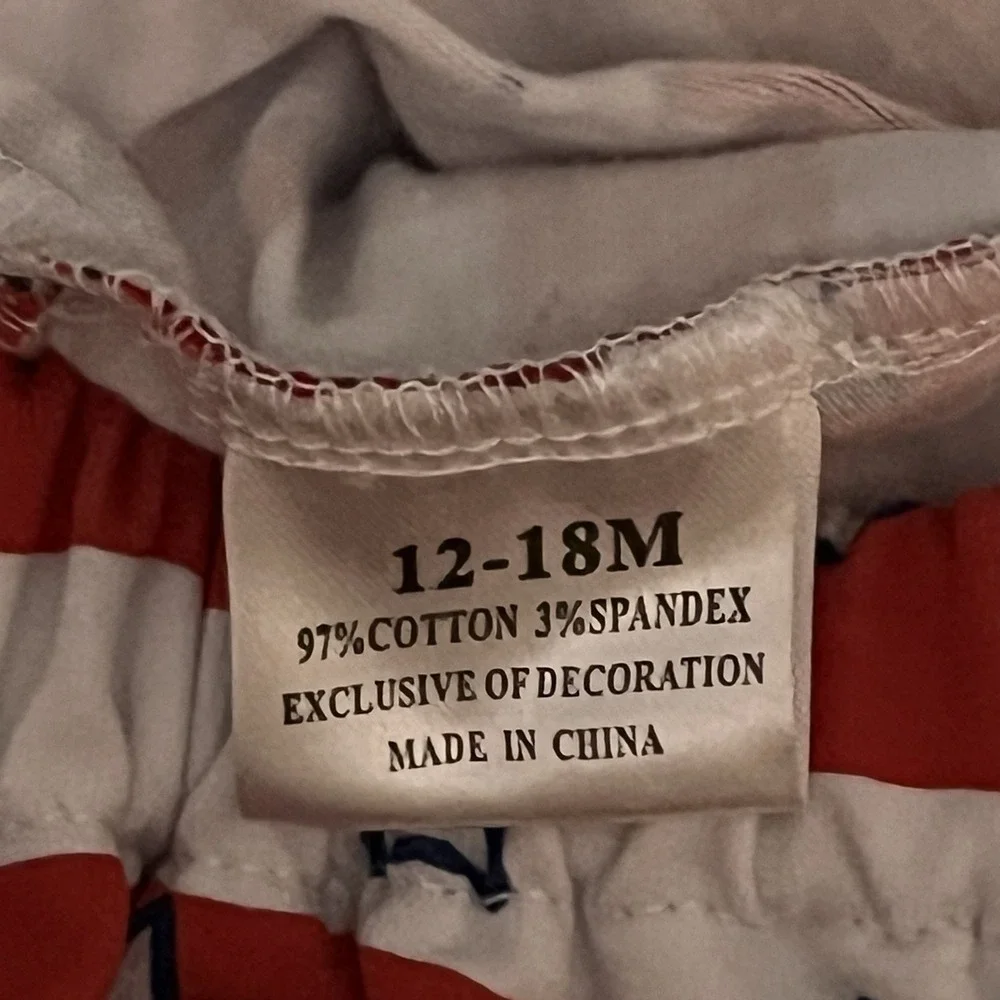 Americana Flag July 4th-memorial/labor Day-1 Piece Outfit Toddler  12-18 Mo K161